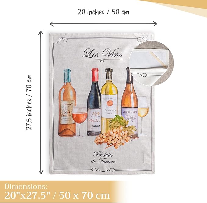 Maison d' Hermine Kitchen Towels Set of 3 100% Cotton 27.50" x 20" Reusable - Image 4