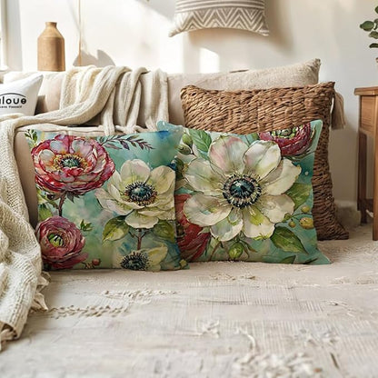 ULOVE LOVE YOURSELF Decorative Throw Pillow Case Oil Painting Floral Cushion - Image 4