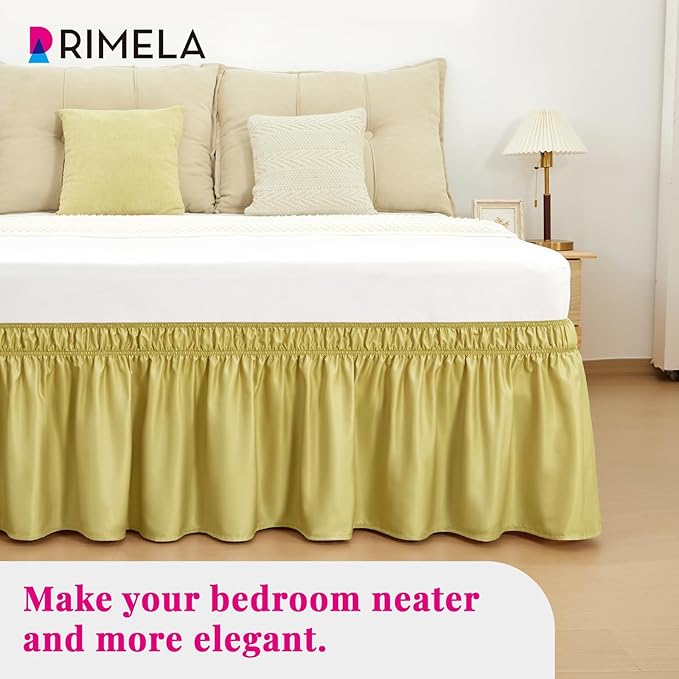 RIMELA Bed Skirt Queen Size Champagne Green 15 Inch Drop, Wrap Around Elastic - Image 9