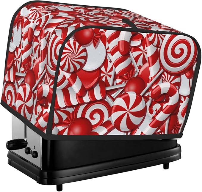 Red And White Christmas Candy Canes 2 Slice Toaster Cover, Waterproof Toaster by Unknown