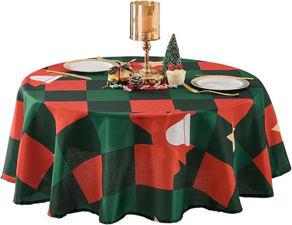 Christmas Tablecloth Round 60 Inch 1 Pack Waterproof, Machine Washable by AOCOZHomeLifeMuseum