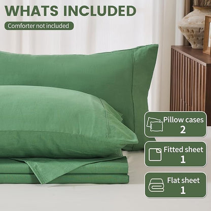 100% Linen Sheets King Size, Breathable & Durable 4-Piece Bed Flax Sheet Set - Image 6