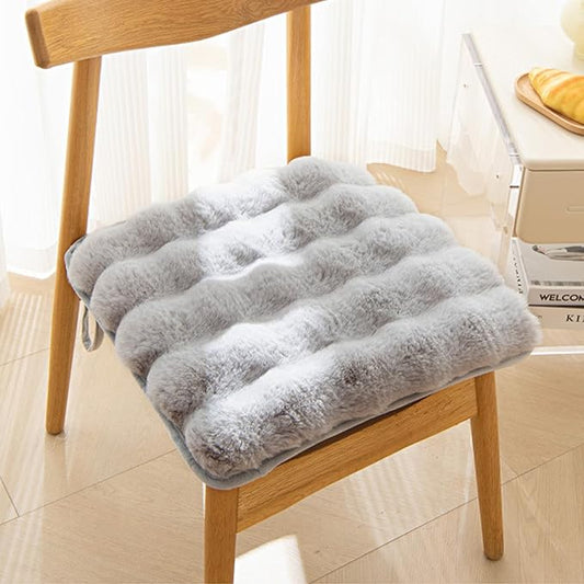 Square Faux Fur Seat Cushion, Faux Rabbit Fleece Chair Pad, Winter Thick Plush by Unknown