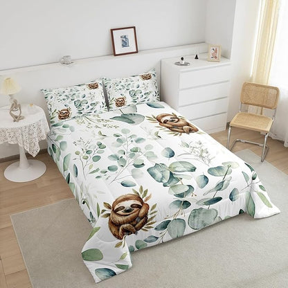 Erosebridal Girls Kawaii Animal King Size Comforter Set Cute Sloth Bedding Set - Image 4