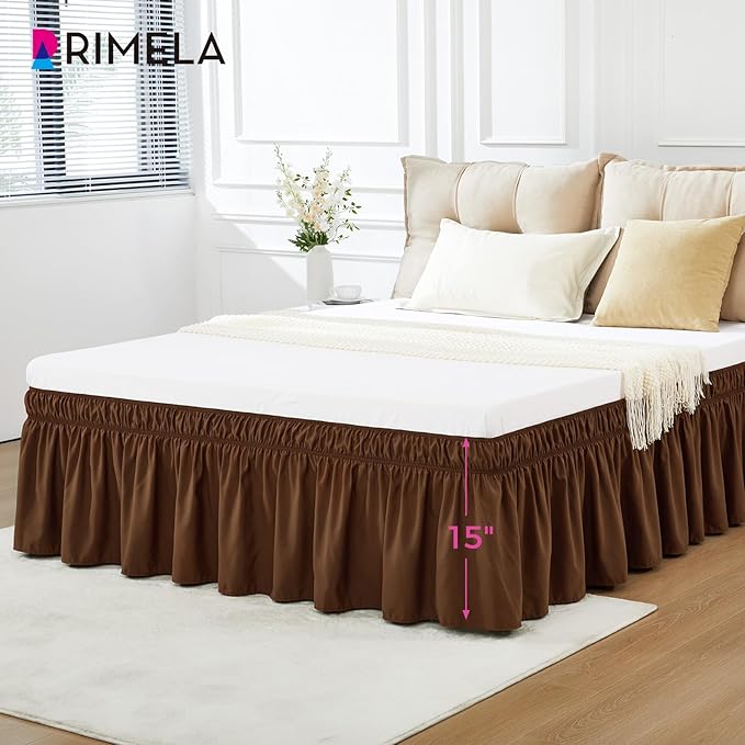 RIMELA Bed Skirt Queen Size 15 Inch Drop, Elastic Bed Skirting - Image 3