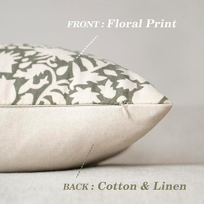 Foindtower Set of 2 Decorative Neutral Floral Throw Pillow Covers Accent - Image 2