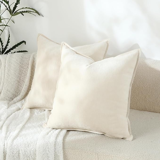 Stellhome Pack of 2, Soft Chenille Soild Throw Pillow Covers Accent Cushion - Image 6