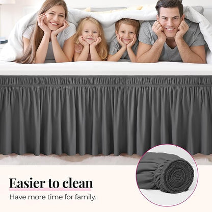 RIMELA Dark Grey Bed Skirt Queen Size 18 Inch Drop, Elastic Bed Skirting - Image 5