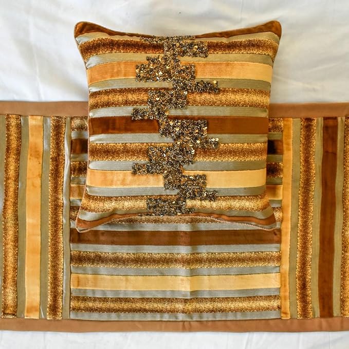 The HomeCentric King/Queen/Twin Gold & Brown Decorative CA King 86"x18" Bed - Image 3