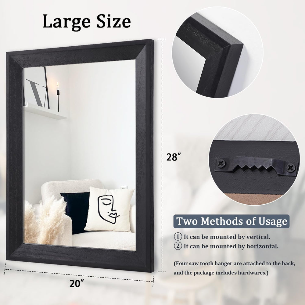 AAZZKANG Black Mirrors for Wall Rectangle Wood Framed Large 28"x20"...