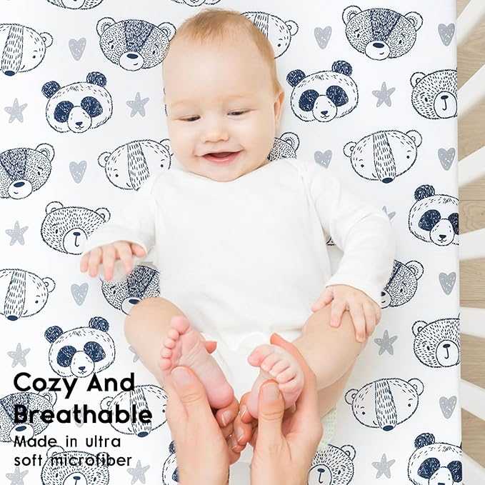 Yoofoss Pack and Play Sheets Fitted, Mini Crib Sheets 2-Pack - Image 4