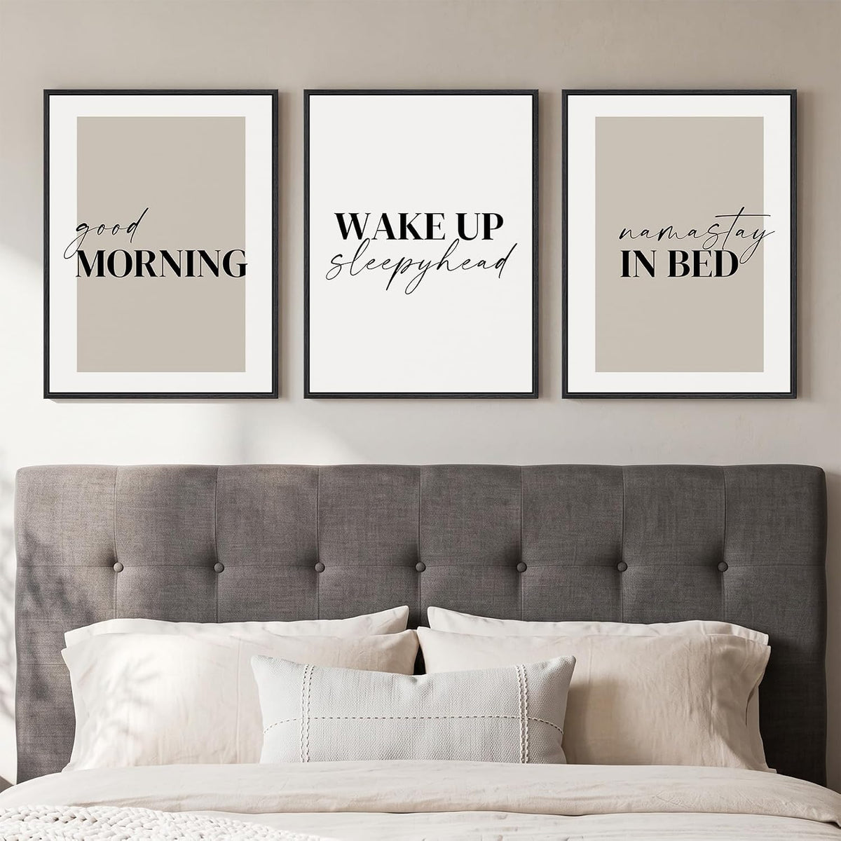 framed neutral 3 piece minimalist canvas wall art, main product view