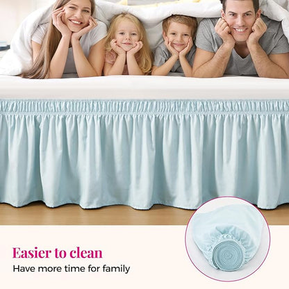 RIMELA Grayish Blue Bed Skirt King Size 15 Inch Drop, Wrap Around Elastic - Image 5