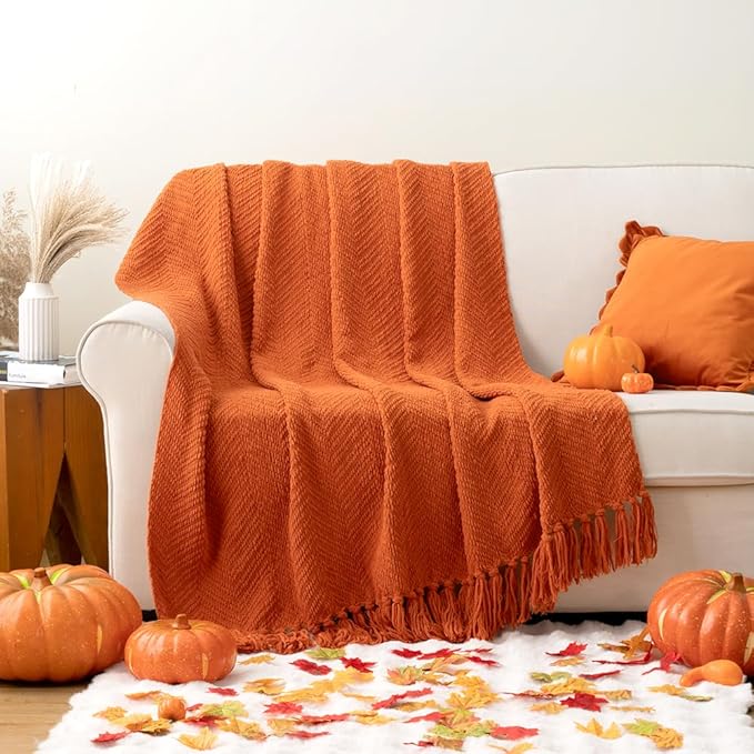 BATTILO HOME Burnt Orange Throw Blanket - Image 3