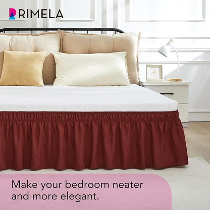 RIMELA Wine Red Bed Skirt King Size 15 Inch Drop, Elastic Bed Skirting - Image 9