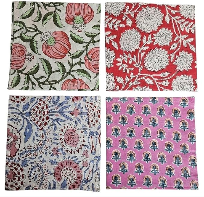 INDIANHANDICRAFTS 10 Pc Mix Lot Hand Block Print Napkin, 100% Cotton, 16x16 Inch - Image 2