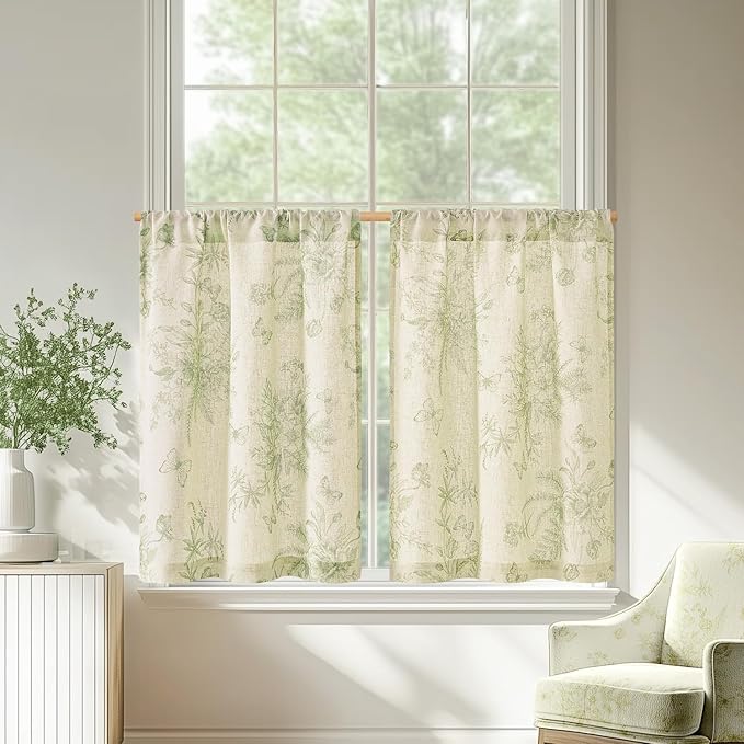 jinchan Half Window Curtains Small Drapes - Image 2