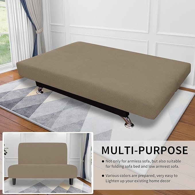 Easy-Going Stretch Futon Slipcover Armless Futon Bed Cover Furniture Protector - Image 4
