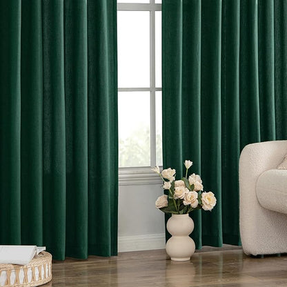 MIULEE Non-See-Through Privacy Linen Curtains 2 Panels, Christmas Emerald Green - Image 7