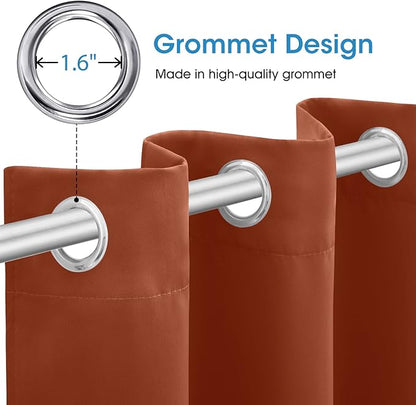 HOMEIDEAS Burnt Orange Blackout Curtains 52 X 84 inches Long 2 Panels Room - Image 4