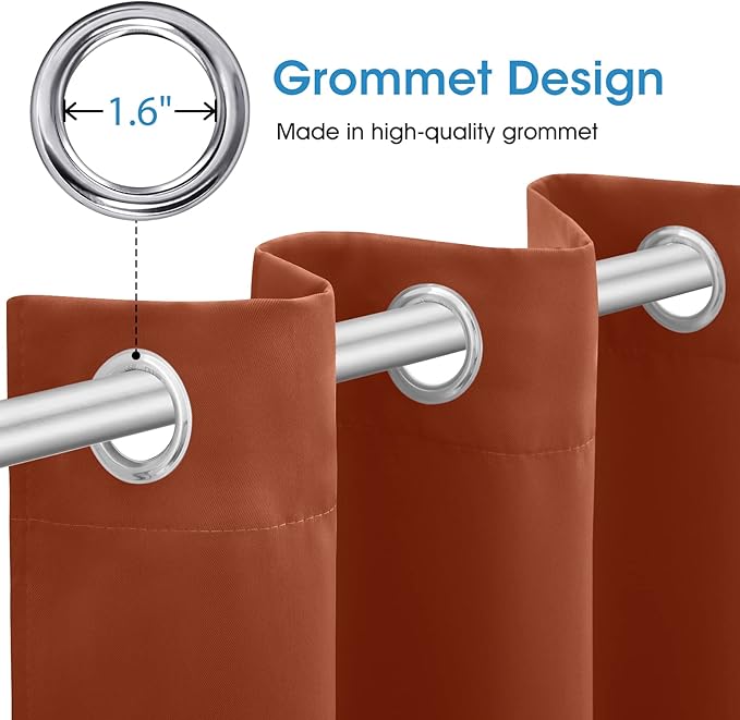 HOMEIDEAS Blackout Curtains for Bedroom 52 X 63 Inch Length 2 Panels Set Burnt - Image 4