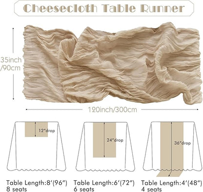 IVAPUPU 6 Pcs Cheesecloth Table Runner - 10ft Nude Boho Gauze Cheese Cloth - Image 4