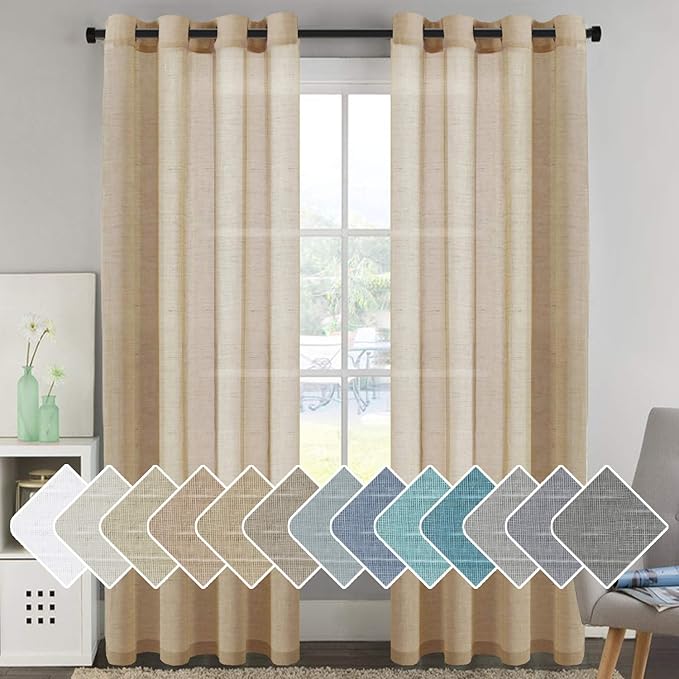 H.VERSAILTEX Linen Curtains Flax Linen Blended Curtain Panels by HVERSAILTEX