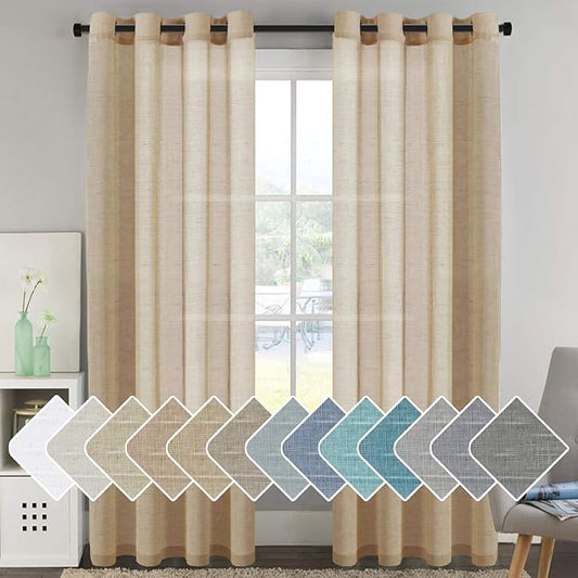 H.VERSAILTEX Linen Curtains Flax Linen Blended Curtain Panels by HVERSAILTEX