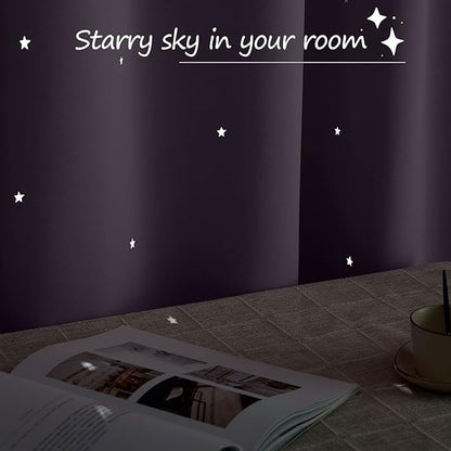 NICETOWN Cutout Stars Curtains for Kids Room 2 Panels Romantic Sparkle Starry - Image 6