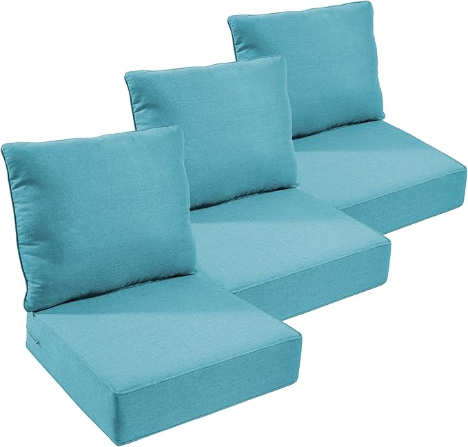 Outdoor Chair Cushions Set of 3, Waterproof 24x24 Patio Chair Cushion, Couch by moosprr