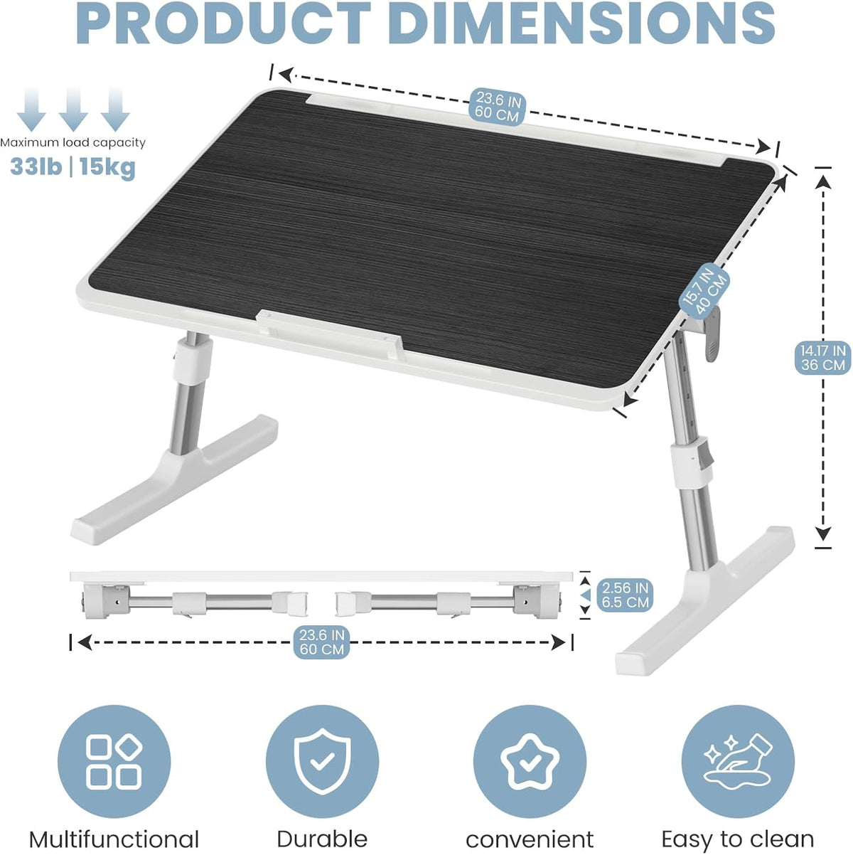 adjustable lap desk, foldable laptop desk for bed on a desk or shelf