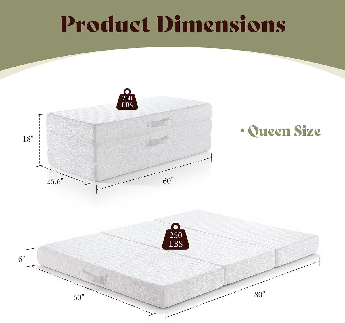 amerlife 6" queen tri-fold memory foam mattress with shown in use