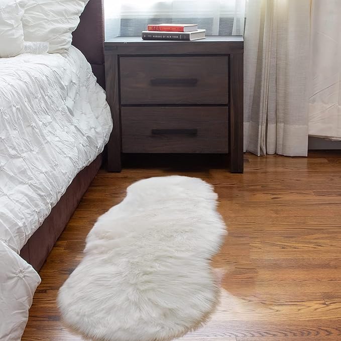 Latepis Faux Sheepskin 2x4 Shag Throw Rugs White Fur Sheep Skin Rug Carpet - Image 3