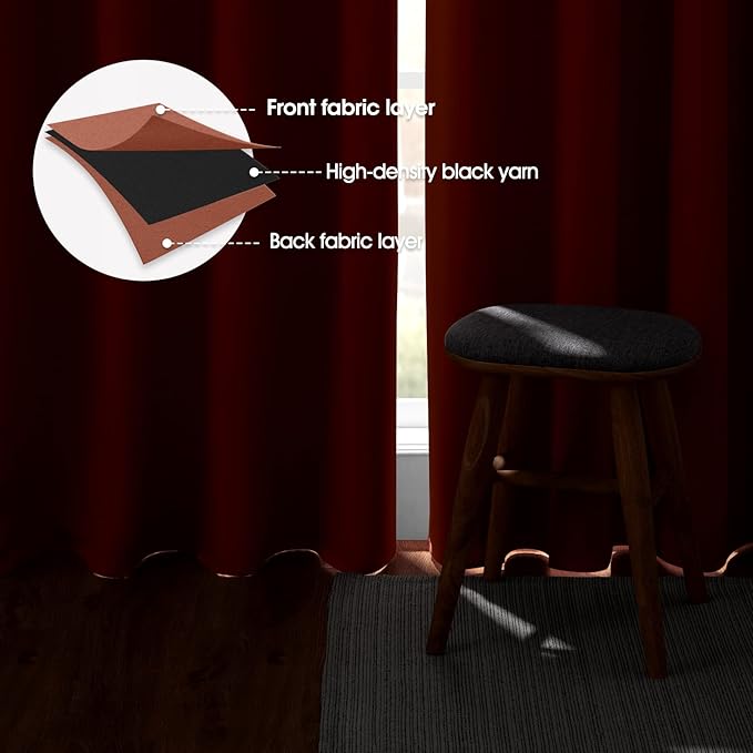 HOMEIDEAS Burnt Orange Blackout Curtains 52 X 84 inches Long 2 Panels Room - Image 3