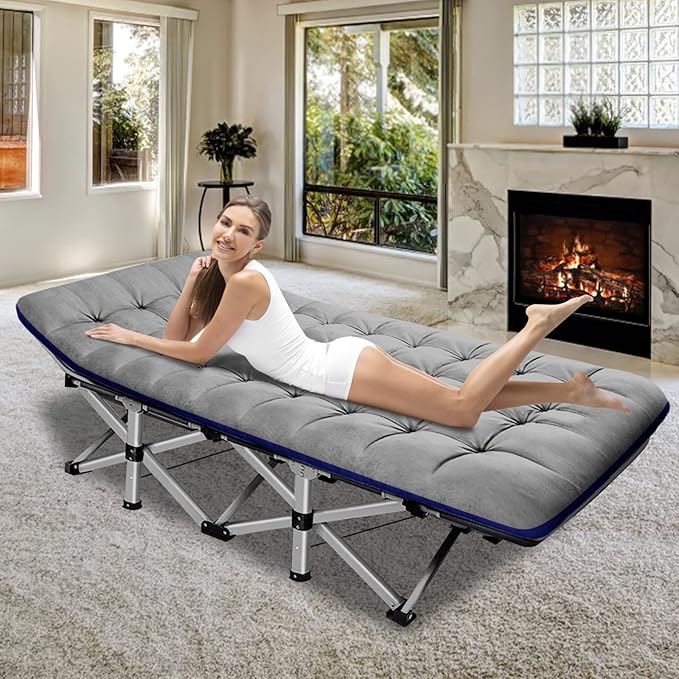 ABORON Camping Cot for Adult 28" Extra Wide, 2PK Heavy-Duty 1200D Oxford Cot - Image 6