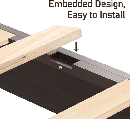 lifezone queen bed frame with headboard, solid wood, front angle view