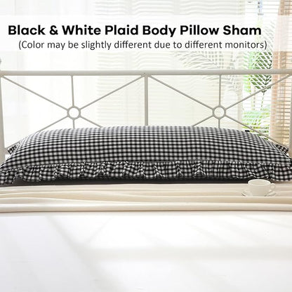 Black White Plaid Gingham Body Pillow Cover - Image 2