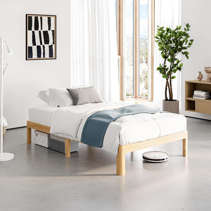 12" bamboo wood twin bed frame platform with, main product view