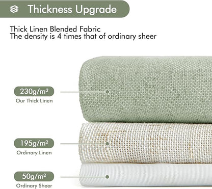 MIULEE Non-See-Through Privacy Linen Curtains 2 Panels, Sage Green Light - Image 4