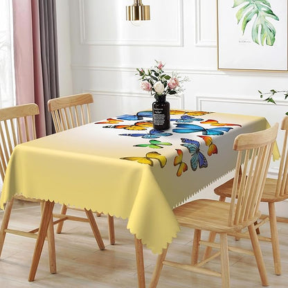 70x120inches Butterfly Rectangle Tablecloth Colorful Butterflies Printed Yellow by TTQYFNM