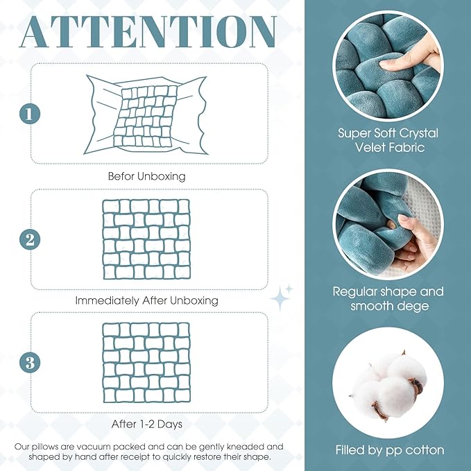 Wenqik 2 Pcs Knot Pillows Square Knotted Plush Throws Soft Accent Pillows - Image 2