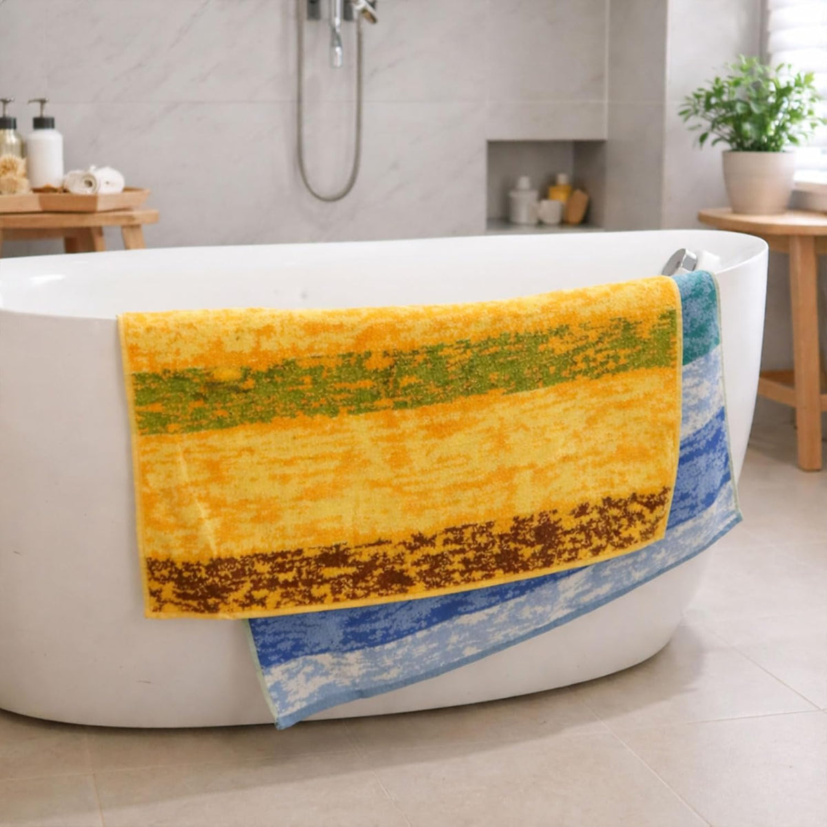 cotton bath towels with hanging loop, 55 x showing dimensions