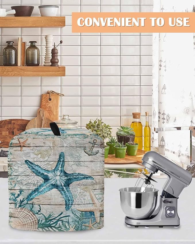 Turquoise Starfish Stand Mixer Dust Cover - Image 4