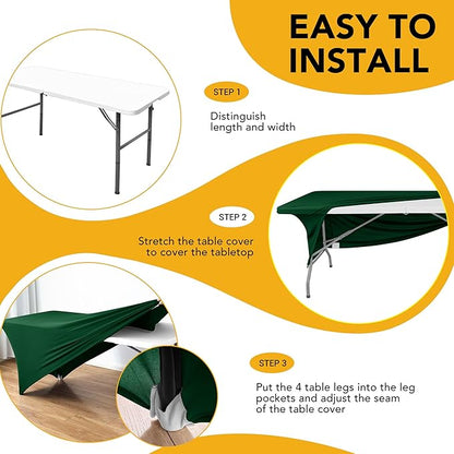 8-Pack Premium Hunter Green Spandex Tablecloths - Image 8
