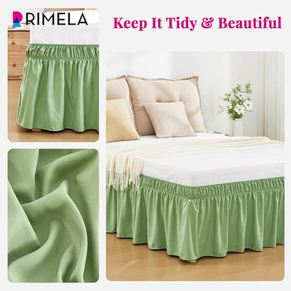 RIMELA Light Green Bed Skirt King Size 15 Inch Drop, Elastic Bed Skirting - Image 7