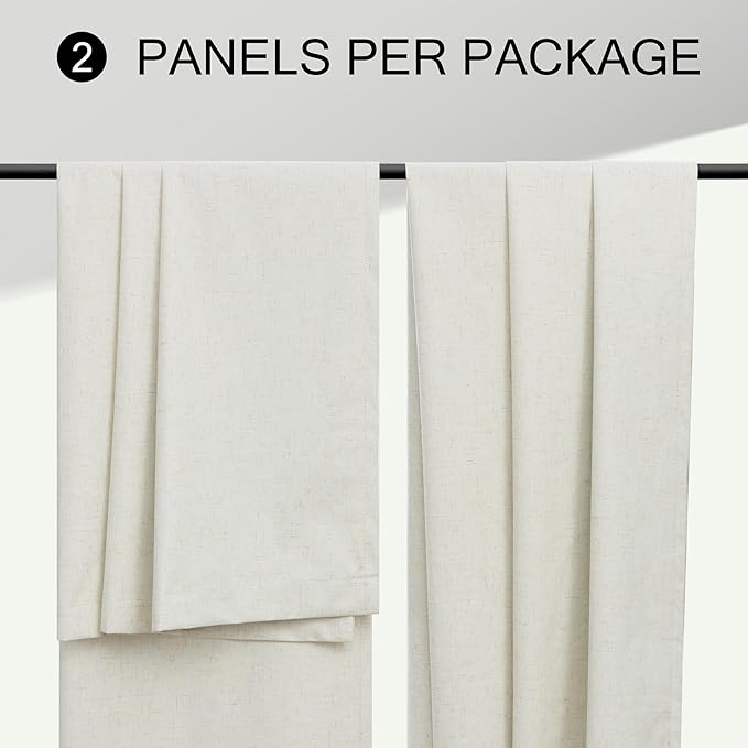 Natural Linen Blackout Curtains 84 Inch Length 2 Panels - Image 9