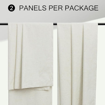 Natural Linen Blackout Curtains 84 Inch Length 2 Panels - Image 9