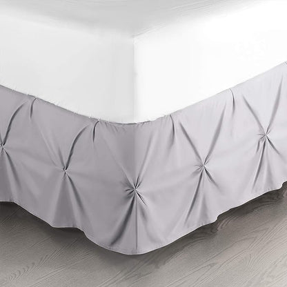 Nestl Grey Lavender Bed Skirt King Size, Pinch Pleat King Bed Skirt, Hotel by Nestl