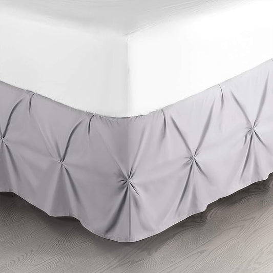 Nestl Grey Lavender Bed Skirt King Size, Pinch Pleat King Bed Skirt, Hotel by Nestl