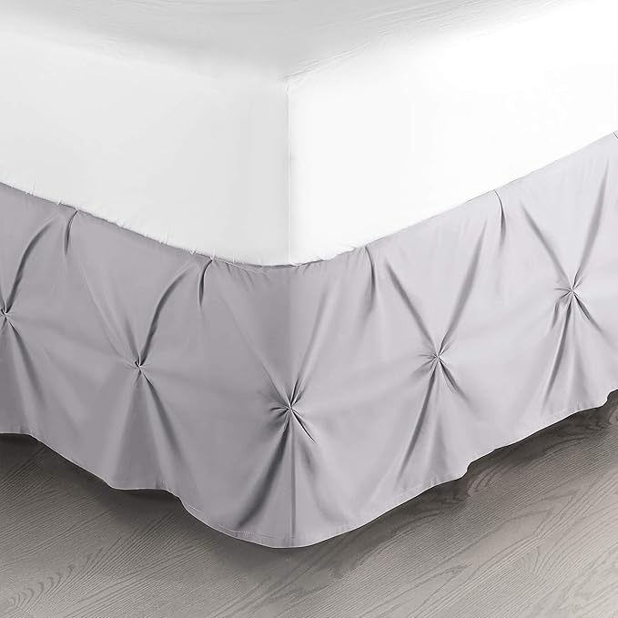 Nestl Grey Lavender Bed Skirt Cal King Size, Pinch Pleat Cal King Bed Skirt by Nestl